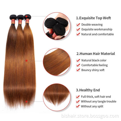 BIS Straight 1B/30 Ombre Bundles With Closure Brazilian Bundles With Closure 100% Remy Hair T Part 4x4 Closure With Bundles